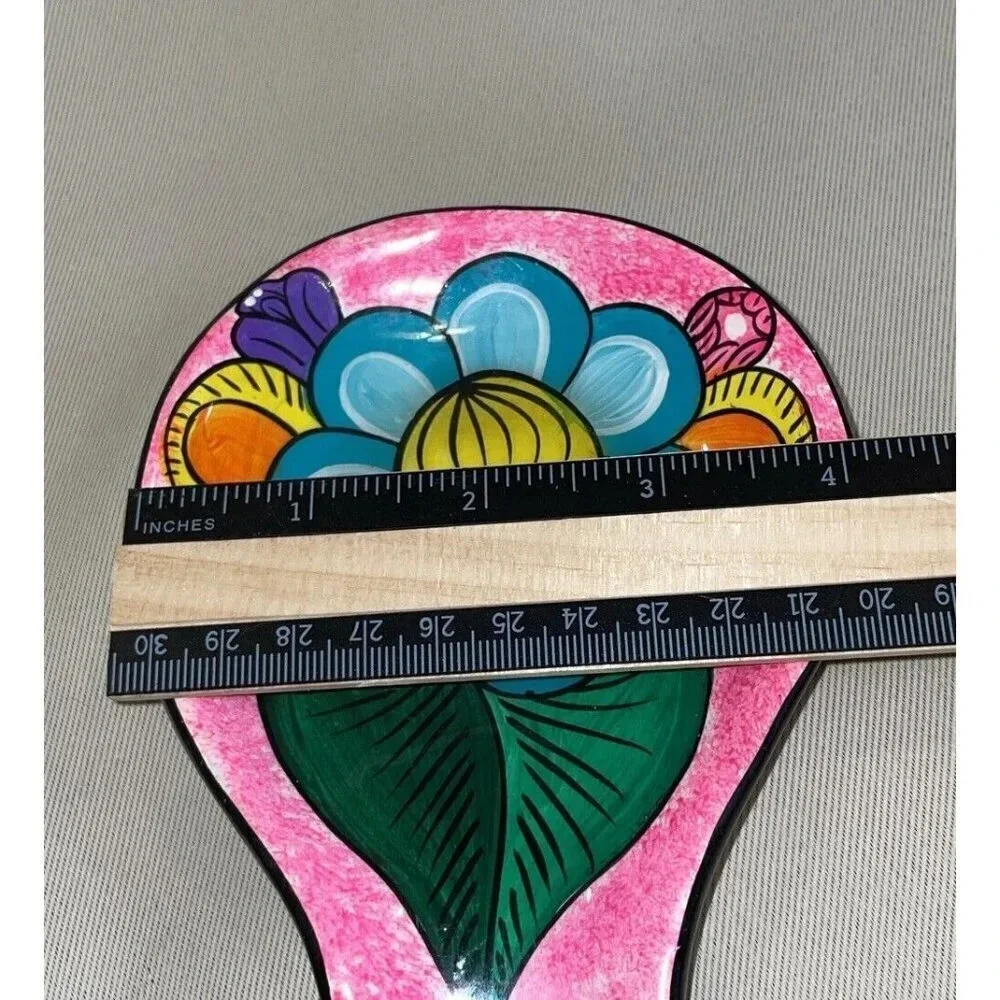Spoon Rest Bright Colorful Floral Flowers Wall Decor Pottery Clay 8.5 Inch‎